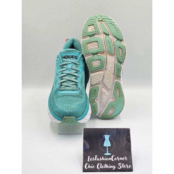 Hoka One One Bondi 7 Women's Green/White Mesh Athletic Running Shoes Sz 9.5 2654 - Picture 3 of 16